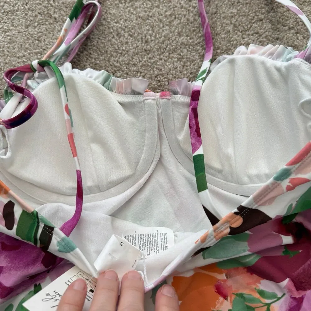 Cupshe Floral Holiday garden sweetheart One Piece Swimsuit - Pink and Green - Picture 8 of 12